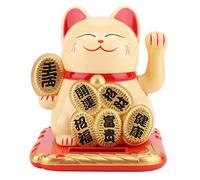 PIXAXOHH Columpio Adorable con energía Solar, decoración para el hogar y el Coche del Gato Que Hace señas de la Suerte, Fortuna (Oro)