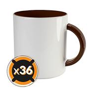 PixColor - 36 Tazas de sublimación de cerámica blanca con interior de color burdeos | 350 ml de capacidad (11 oz) | AAA | Aptas para microondas y lavavajillas | Cricut