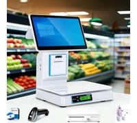 PixCy Caja Registradora Profesional con Báscula,Terminal TPV Inteligente Todo En Uno con WiFi para Supermercado,Pantalla Táctil 15,6",Impresora Recibos Integrada,8 GB Ram + 256 GB Single