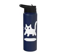 Pixel 90s Y2K Scary Cat Tomcat está asustado Stainless Steel Insulated Water Bottle