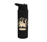 Pixel 90s Y2K Scary Tomcat Cat está asustado bajo la cola estrellada Stainless Steel Insulated Water Bottle