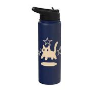 Pixel 90s Y2K Scary Tomcat Cat está asustado bajo las estrellas Stainless Steel Insulated Water Bottle