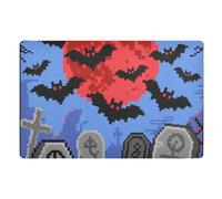 Pixel-art - Alfombra de baño de Halloween con murciélagos, 32 x 20 pulgadas, antideslizante, absorbente, para entrada, interior, exterior, entrada de vacaciones