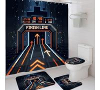 Pixel Art Racing Finish Line - Juego de cortinas de ducha
