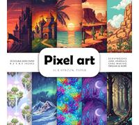 Pixel art scrapbook paper: Double-Sided Decorative Craft Papers for JunkJournals, Wrapping, Card Making, Mixed Media & More