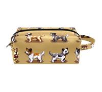 Pixel Dogs - Neceser colgante resistente al agua para artículos de aseo personal para mujeres, hombres y niñas, bolsa pequeña de maquillaje portátil de cuero, Multicolor 08, 8.2x3.1x3.5 in/21x8x9 cm