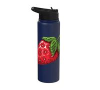 Pixel Fresa I Pixel Art Frutas Jugador Retro Artista Stainless Steel Insulated Water Bottle