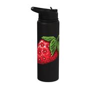 Pixel Fresa I Pixel Art Frutas Jugador Retro Artista Stainless Steel Insulated Water Bottle