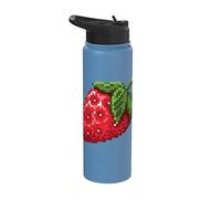 Pixel Fresa I Pixel Art Frutas Jugador Retro Artista Stainless Steel Insulated Water Bottle