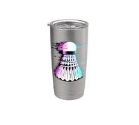 Pixel Glitch Art Bádminton Volante Vaso térmico de acero inoxidable de doble pared