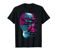 Pixel Glitch Art Esgrima Casco Espada Esgrimista Camiseta