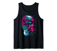 Pixel Glitch Art Esgrima Casco Espada Esgrimista Camiseta sin Mangas