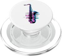Pixel Glitch Art Saxofón Saxofonista PopSockets PopGrip para MagSafe
