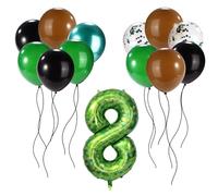 Pixel Juego Globo Set, Globos Látex Negros Marrones Verdes con Globo Foil Número Pixel Tema Videojuego Decoraciones Fiesta para Niños Niñas Cumpleaños Aniversario Celebración Decor (Número 8)