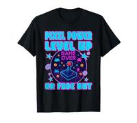 PIXEL POWER NIVEL UP O FADE OUT Retro Gaming Vintage Gamer Camiseta