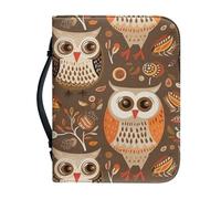 Pixel Skulls - Funda de piel sintética para mujer, diseño de calavera de flores, bolsa de Biblia para Halloween, tamaño L, Mandala Leaves Owls, M, Maletín