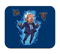 Pixel Super Bernie Sanders - Alfombrilla de mouse fina de perfil bajo con pájaros y fuego