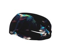 Pixel Wolf - Diadema elástica unisex para yoga, baloncesto, absorbe el sudor