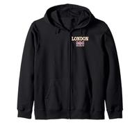Pixelado Londres Reino Unido Union Jack Retro Videojuego Sudadera con Capucha