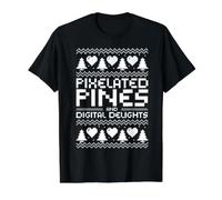Pixelated Pines and Digital Delights Christmas IT Technician Camiseta gráfica económica, Hombre, Negro, S