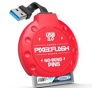 PixelFlash Lector de tarjetas CF (rojo) - Adaptador de tarjeta de memoria flash compacto con USB 3.0 con cable, transferencia de archivos de 5 GB/s, pines sin doblar, soporta UDMA-7, antideslizante y