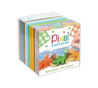 PixelHobby P29024 - Juego de Pasatiempos Dinosaurios, Sistema de Plug-in como pasatiempo Creativo para niños a Partir de 6 años, Caja de Cubos con Plantillas de Motivos y Cuadrados de píxeles
