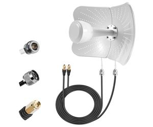Pixelure Antena 4G LTE 5G para Exteriores de Doble Banda 22dBi Gain, 600-6000 MHz Antena Direccional Mimo, Señal Compatible Router Mimo Direccional, 2 Cables de 10M, AntenaExterna SMA/TS9