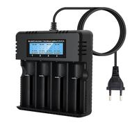 Pixelure Cargador de Batería con LCD, Cargador de Batería Li-Ion de 4 Ranuras con Carga Rápida Inteligente, para una Variedad de Baterías de Iones de Litio 3,7 V 26650/18650/14500/16340 (Large)
