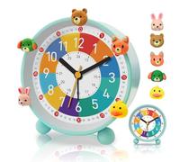 PIXESTT Despertador Infantil para Principiantes En La Escuela, Sin Sonido Tic-TAC, Con Función De Luz Nocturna Y Repetición, 5 Adornos Verde