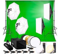 PIXETOOL Set de Estudio Fotografía - Green Screen (3 x 3 m) con Soporte (3 x 2,6 m) - Softbox con Luces - Fondo Fotografia - Caja de Luz Fotografía - Accesorios Fotografia Gaming Streaming