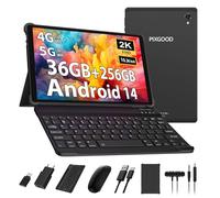 PIXGOOD 2K Tablet 10.4 Pulgadas, 4G LTE+5G WiFi, Android 14, 36GB RAM+256GB ROM (2TB TF), Octa-Core 2.0 GHz, INCLL 2000 * 1200, 8000mAh, 13MP+8MP, GPS, Tablet con Teclado ect (Negro)