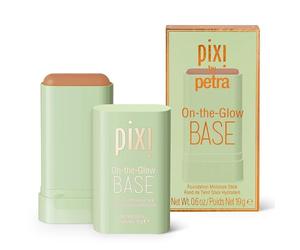 Pixi Beauty On-the-Glow Base | Base de Maquillaje Hidratante con Color | En el Color "Caramel": Tono Profundo, Cálido | 0.6 oz/19g