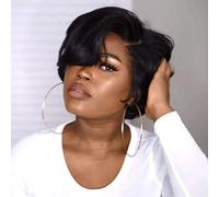 Pixie Cut Wig Human Hair Wig Wigs de Cabello Humano Rizado Corto para Mujeres Peluca Bob Recta (Color variado)