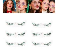 Pixie Dust Festive Christmas Face Stickers, Temporary Metallic Tattoos Stickers Sparkle Makeup Freckles Decoration, Cute Sticker Holiday Party Musical Festival Rave Accessories