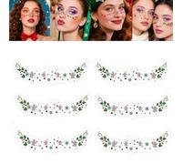 Pixie Dust Festive Christmas Face Stickers, Temporary Metallic Tattoos Stickers Sparkle Makeup Freckles Decoration, Cute Sticker Holiday Party Musical Festival Rave Accessories