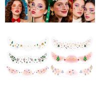 Pixie Dust Festive Christmas Face Stickers, Temporary Metallic Tattoos Stickers Sparkle Makeup Freckles Decoration, Cute Sticker Holiday Party Musical Festival Rave Accessories