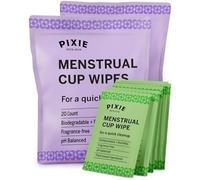 Pixie Feminine Wipes - Flushable, Biodegradable, & Ph Balanced - Best Individually Wrapped Body Wipes for On The Go & Public Bathrooms - Wash, & Cleaner For Your Menstrual Cups & Discs (40 Count)