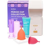 Pixie Menstrual Cup Collection - No Metals or Toxins, Inserts Like a Tampon - 2 copas reutilizables con aplicador, esterilizador, lavado femenino y toxinas, todo en uno Easy Period Solution