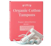 Pixie - Tampones de algodón orgánico, superabsorbencia, aplicador largo sin BPA, sin perfume, cuidado femenino sin cloro, 24 unidades