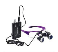 Pixier Lupa De 2,5 X 420 Distancia De Trabajo para Uso Médico Quirúrgico Dental Medical Binocular Loupes con Led Cabeza Luz Rojo Incluye Caja De Aluminio a/Púrpura
