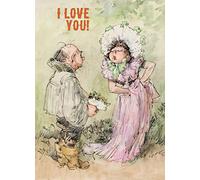 Pixiluv Tarjeta de felicitación con texto en inglés "I love you" con amor, catroon para adultos, Poor Man and Snobby Rich Lady