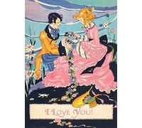 Pixiluv Tarjeta de felicitación con texto en inglés "I love you", hermosa pareja que pasa tiempo juntos fuera en la hermosa naturaleza, tarjeta de felicitación grande vintage