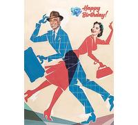 PIXILUV Tarjeta de felicitación de feliz cumpleaños, póster estilizado de pareja Happy Olden Times, felicitación de cumpleaños, graciosa, vintage, para adultos, arte cómico grande