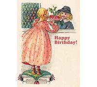 Pixiluv Tarjeta de felicitación de feliz cumpleaños ~ Pretty Roses For a Young Girl ~ Tarjeta de felicitación vintage grande