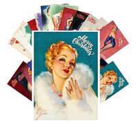 PIXILUV Tarjetas postales vintage (24 piezas de 4 x 6 pulgadas cada una) Sexy Pinup damas vestidas para festivales de Navidad, postales de Navidad vintage, tarjetas de felicitación retro, póster