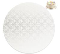 PixiPy Tabla para Tartas - 10 pulgadas / 25 cm, Redonda, Blanca - Bandeja de Cartón para Tambor - Base para Exhibición de Tartas en Niveles - Círculo Inferior Grueso