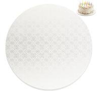 PixiPy Tabla para Tartas - 14 pulgadas / 36 cm, Redonda, Blanca - Bandeja de Cartón para Tambor - Base para Exhibición de Tartas en Niveles - Círculo Inferior Grueso
