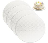 PixiPy Tablas para Tartas - 10 pulgadas / 25 cm, Redondas, Blancas, Paquete de 4 - Bandeja de Cartón para Tambores - Base para Exhibición de Tartas en Niveles - Círculos Inferiores Gruesos
