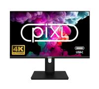 PiXL PX27UDH4K Monitor IPS sin marco de 27 pulgadas, 4K, pantalla ancha LED, tiempo de respuesta de 5 ms, frecuencia de actualización de 60 Hz, HDMI, puerto de pantalla, 2 USB-A, USB-B, USB-C, soporte
