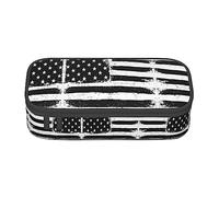 PIXOLE Caja de lápices con estampado de árboles de abedul, estuche para lápices, estuche de papelería para escuela, oficina, estuche para lápices para adultos, Bandera americana blanca y negra, Talla única, Organizador de bolsas